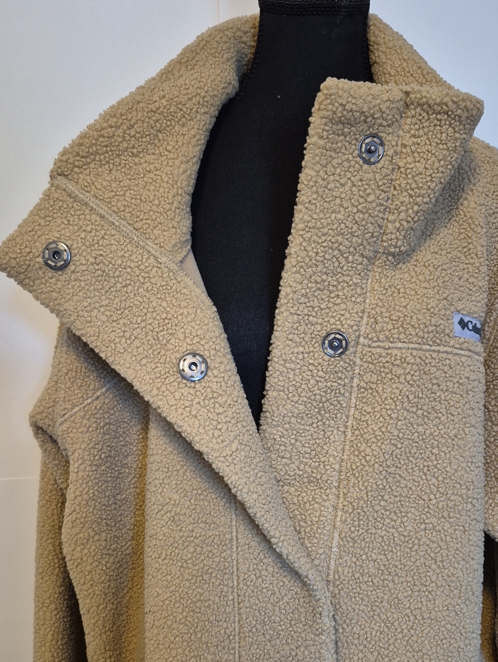 Columbia Women's Beige Teddy Fleece Coat with Funnel Collar - 3X - Picture 5 of 9